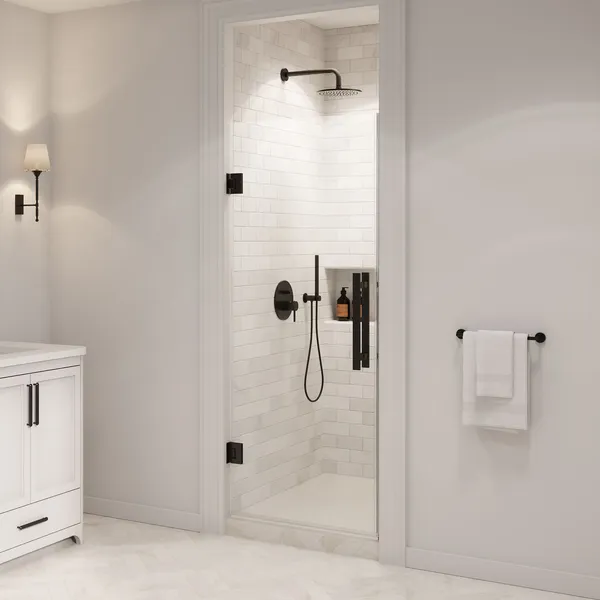 Panama 30 1/8-30 11/16"Wx72"H Alcove Hinge Shower Door Black