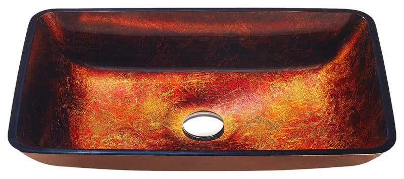 Paradiso Rectangle Glass Vessel Bathroom Sink With Celestial Bronze Finish
