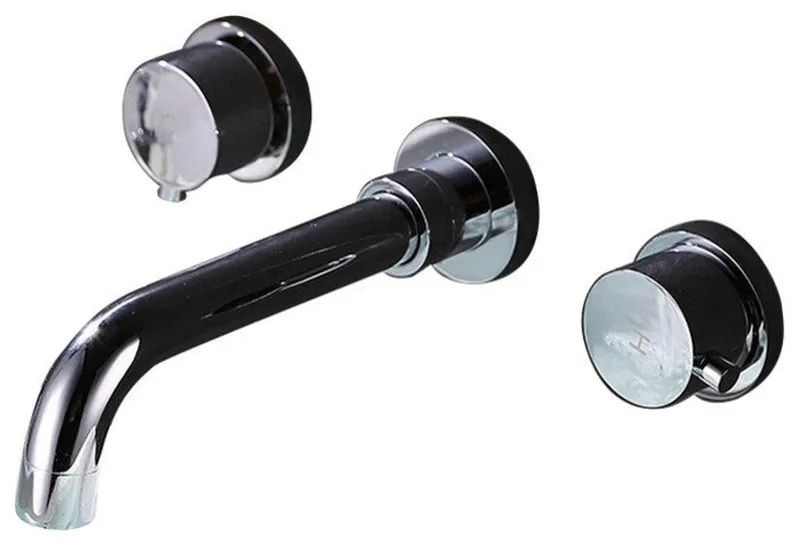 Paros Wall Mount Double Handle Bathroom Sink Faucet