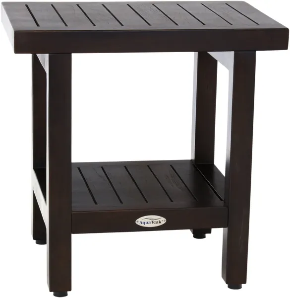Patented 18" Spa™ Mocha-Shield Teak Shower Bench with Shelf