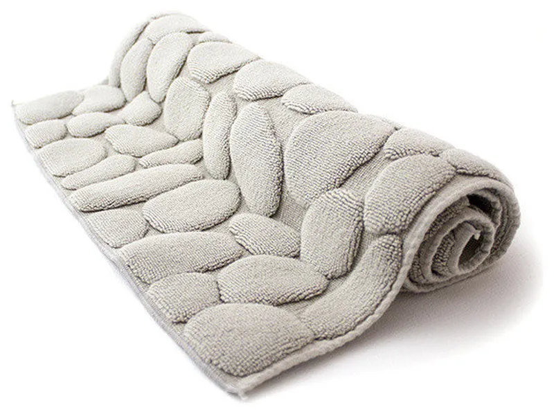 Pebble Stone Bath Mat, Light Gray