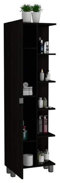 Pemberly Row 62" Linen Cabinet with Open Storage in Black