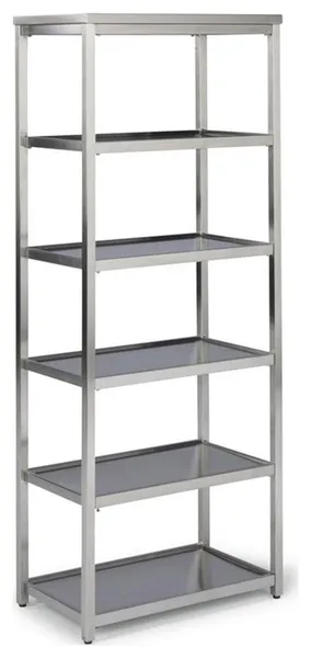 Pemberly Row Contemporary Bold Stainless Steel Six Tier Shelf