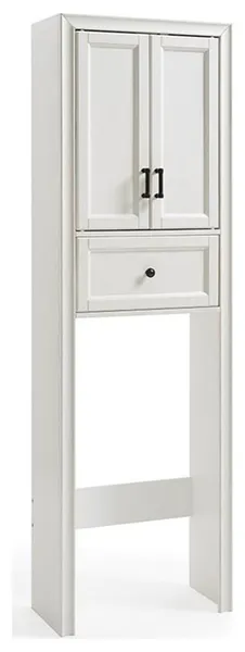 Pemberly Row Modern Wood Spacesaver Cabinet in Vintage White/Black