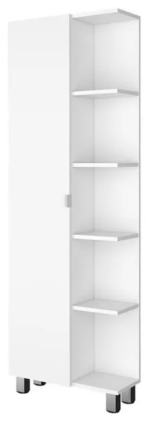 Pinion Mid-Century Modern Bathroom Cabinet, White Veneer