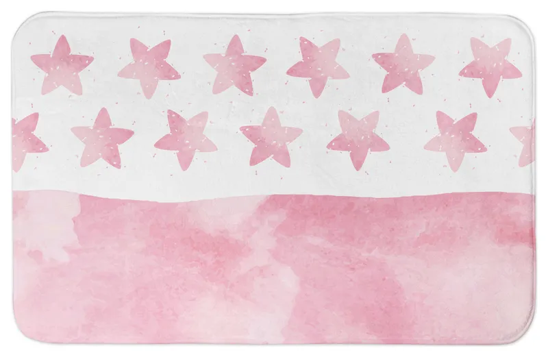 Pink Watercolor Stars 34x21 Bath Mat