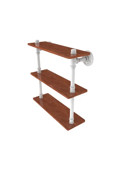 Pipeline 16" Ironwood Triple Shelf, Matte White