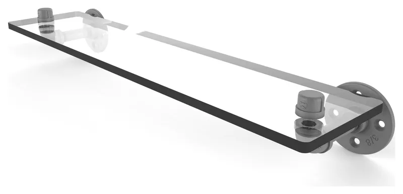 Pipeline Glass Shelf, Matte Gray, 22"