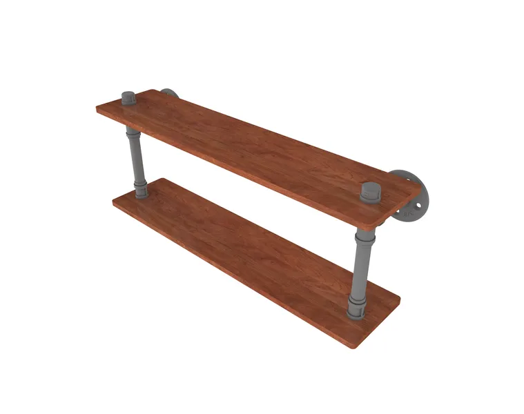 Pipeline Ironwood Double Shelf, Matte Gray, 22"