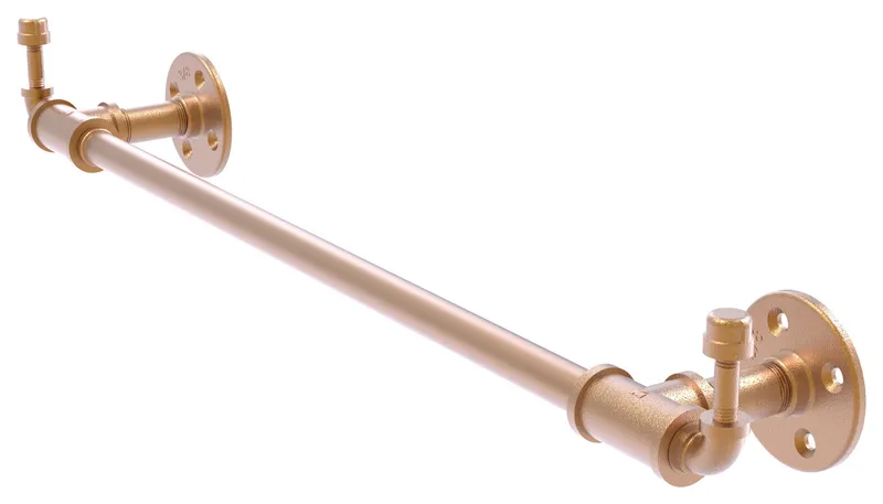 Pipeline Towel Bar with Integrated Hooks, Brushed Bronze, 18"