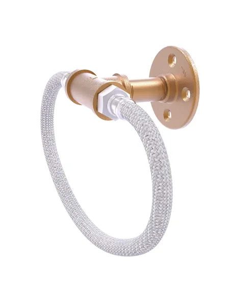 Pipeline Towel Ring with Stainless Steel Braided Ring, Brushed Bronze