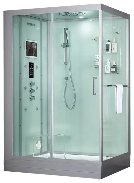 Platinum Anzio Walk-in Steam Shower Sauna Spa w/ jets Smart TV Bluet, White, Left Position