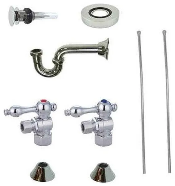 Plumbing Sink Trim Kit w/ P Trap for Vessel Sink w/ Overflow Hole, Chrome