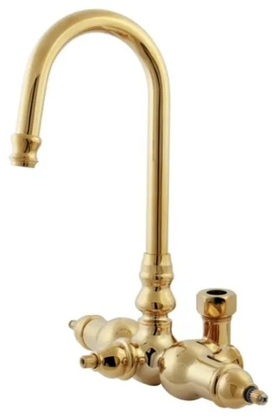 Polished Brass Vintage-Style Goose Neck Faucet with Back Outlet & Diverter ABT20