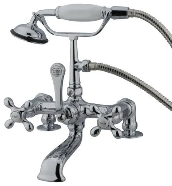 Polished Chrome 7" Deck Mount Clawfoot Tub Filler with Hand Shower CC210T1