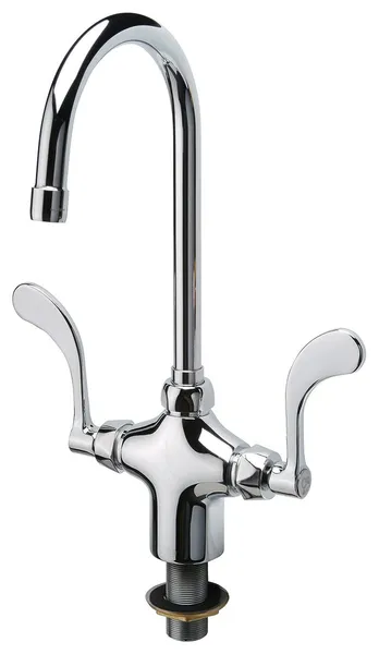 Polished Chrome Bathroom Faucet, Dual Wrist Handles and Durable Gooseneck Spout