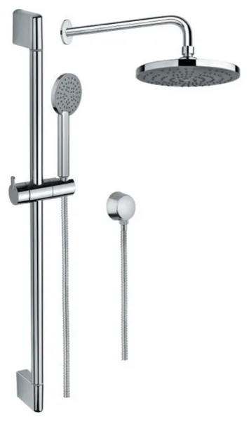 Polished Chrome Shower Solution With Hand Shower, Sliding Rail, Showerhead, and