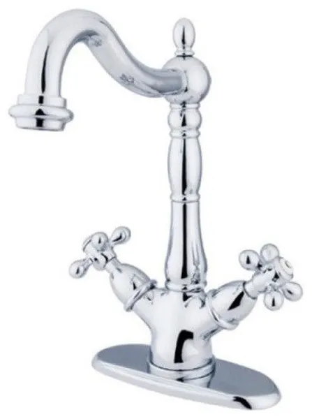 Polished Chrome Two Handle Vessel Sink Faucet with Optional Cover Plate KS1491AX