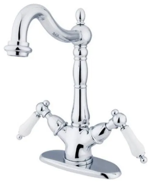 Polished Chrome Two Handle Vessel Sink Faucet with Optional Cover Plate KS1491PL