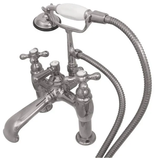 Polished Chrome Vintage Deck Mount Clawfoot Tub Filler with Hand Shower CC610T1