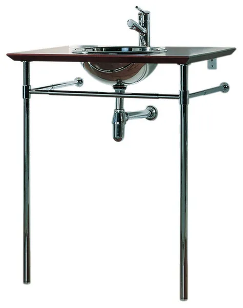 Polished Stainless Steel Drop-In Basin And Double Leg Supports
