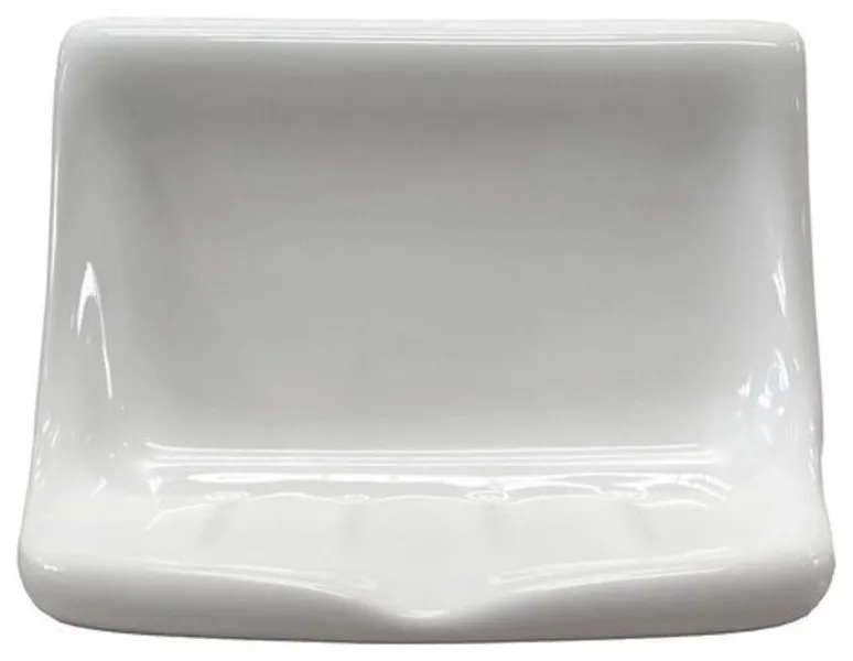 Porcelain Soap Dish Holder Approx 6"x4" USA MADE Shower Bathroom, White Glossy