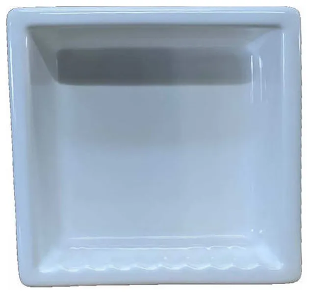 Porcelain Square Recess Shelf Niche Shampoo Soap Bathroom Shower, White Glossy