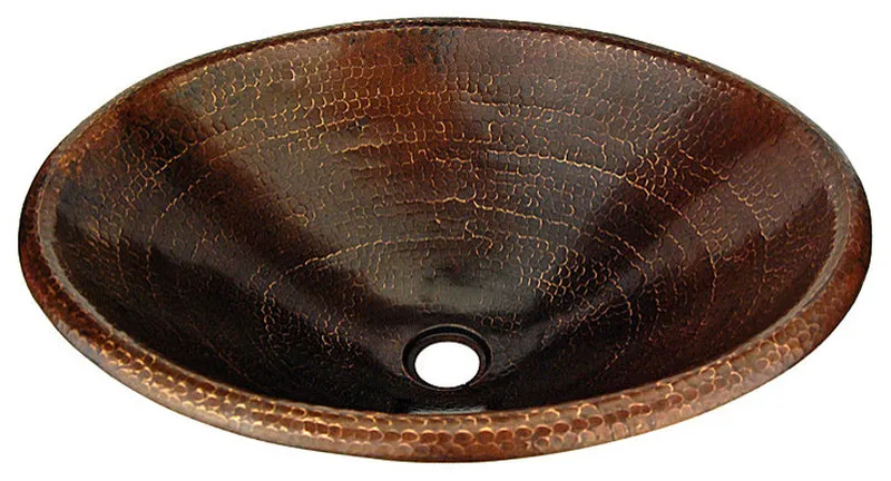 Premier Copper LO20RDB Master Bath Oval Self Rimming Hammered Copper Bath Sink