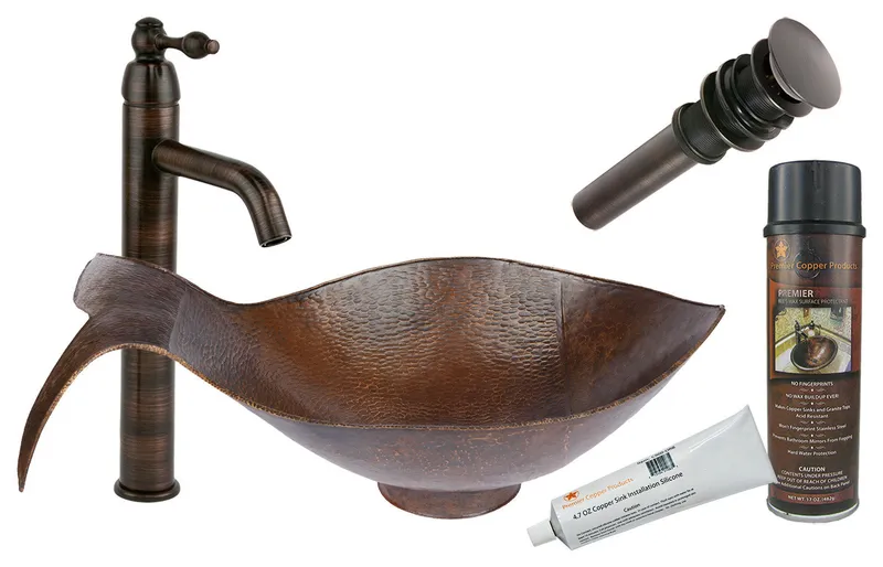 Premier Copper Products BSP1_PVFHDB Vessel Sink, Faucet and Accessories