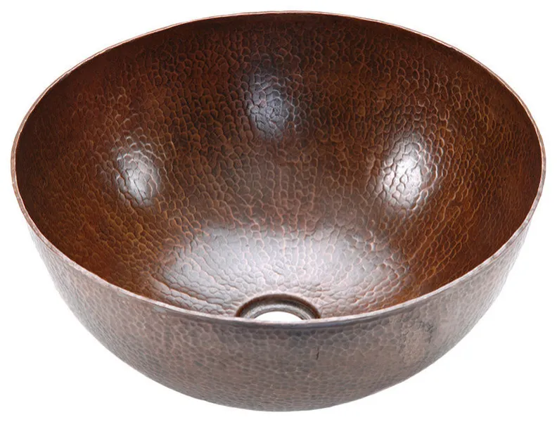 Premier Copper Products VR15BDB 15" Medium Round Vessel Copper Sink