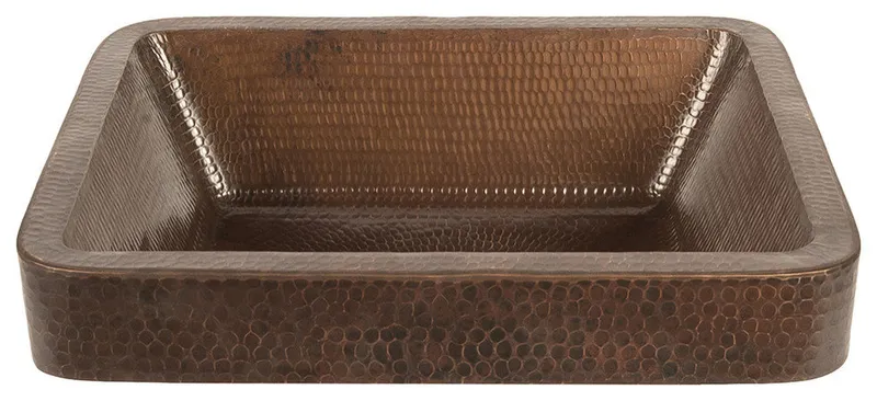 Premier Copper Products VREC17SKDB 17" Rectangle Skirted Vessel Copper Sink