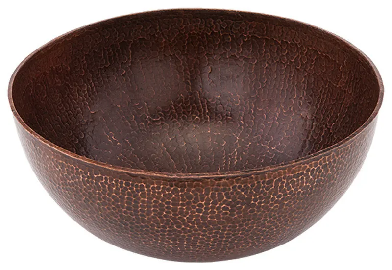 Premier Copper VR13BDB Small Round Vessel Hammered Copper Single Basin Sink
