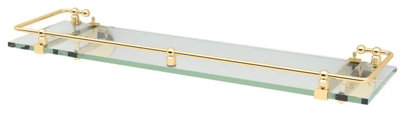 Premier Railing Glass Shelf, Polished Brass