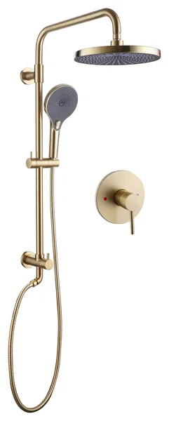 Pressure Balance Exposed Shower Faucet , Brushed Gold