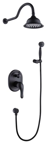 Pressure Balance Valve Retro Shower System with Handheld Shower , Matte Black