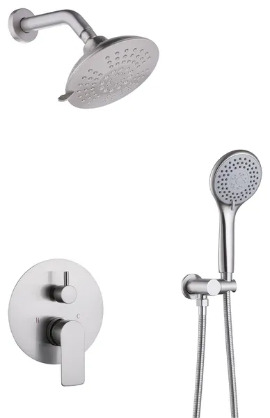 Pressure Balanced Shower Faucet with 3-Setting Handheld Shower, Brushed Nickel