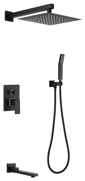 Pressure Balanced Water-Saving 3-Function Rain Shower System with Rough-in Valve