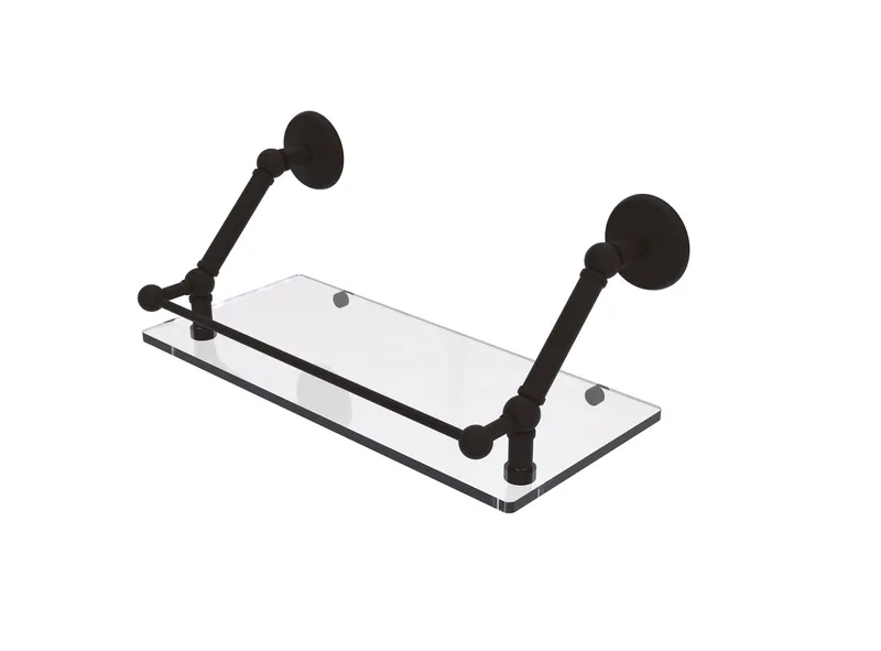 Prestige Monte Carlo 18" Floating Glass Shelf with Rail, Oil Rubbed Bronze