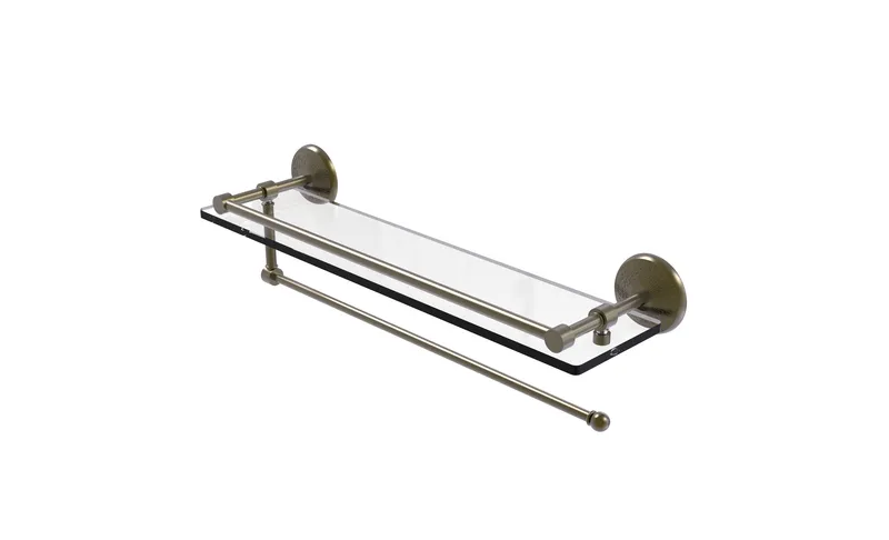 Prestige Monte Carlo Paper Towel Holder with 22" Glass Shelf, Antique Brass