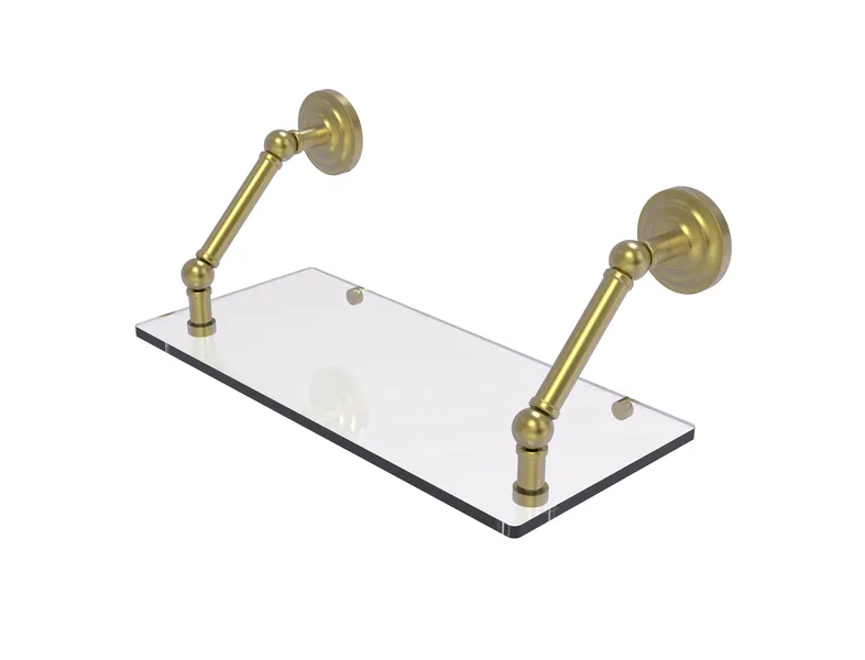 Prestige Que New 18" Floating Glass Shelf, Satin Brass