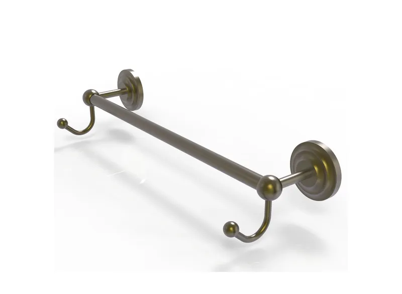Prestige Que New 18" Towel Bar with Integrated Hooks, Antique Brass