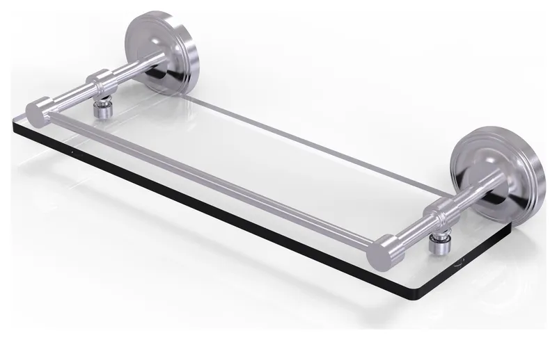 Prestige Regal 16" Tempered Glass Shelf with Gallery Rail, Satin Chrome
