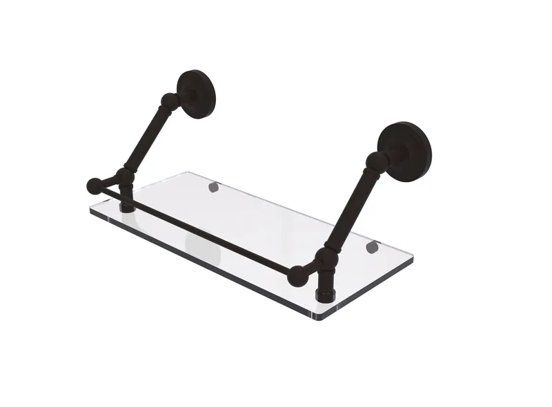 Prestige Regal 18" Floating Glass Shelf with Gallery Rail, Oil Rubbed Bronze