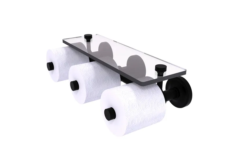 Prestige Regal Horizontal 3 Roll Toilet Paper Holder and Shelf, Matte Black