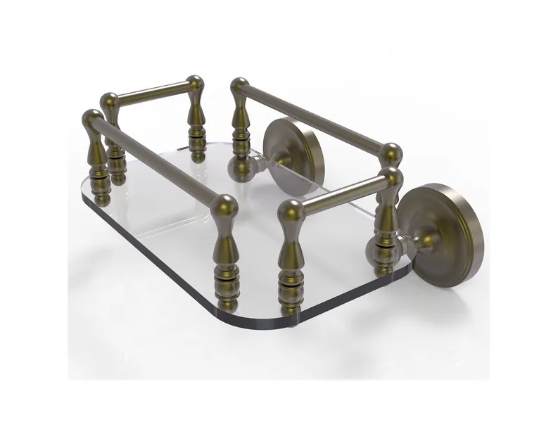 Prestige Regal Wall Mounted Glass Guest Towel Tray, Antique Brass