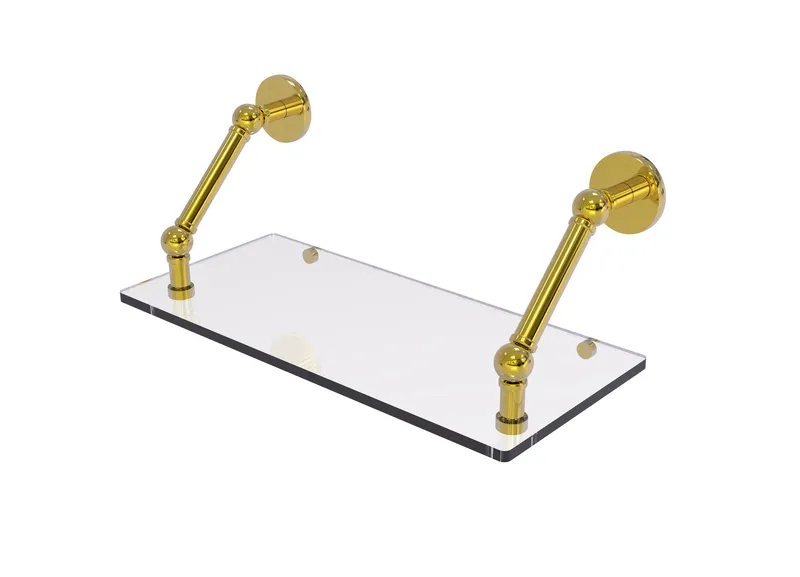 Prestige Skyline 18" Floating Glass Shelf, Polished Brass