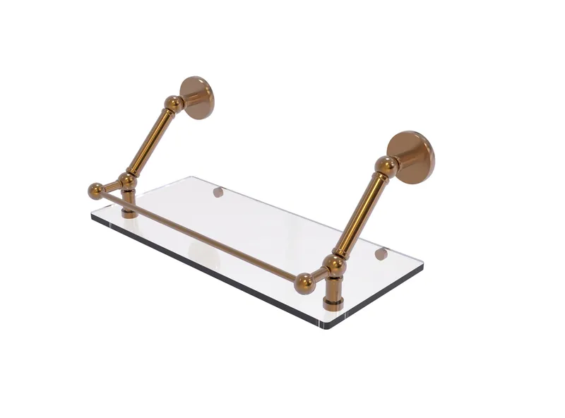 Prestige Skyline 18" Floating Glass Shelf with Gallery Rail, Brushed Bronze