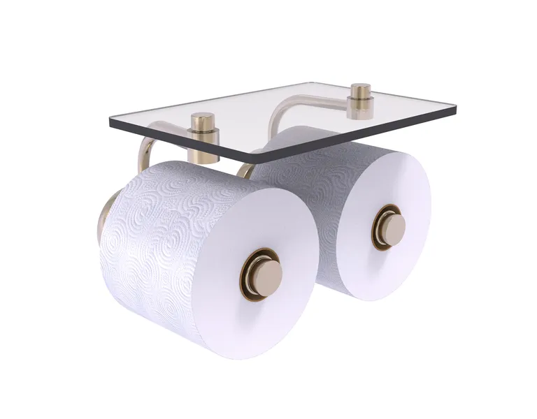 Prestige Skyline 2 Roll Toilet Paper Holder with Glass Shelf, Antique Pewter