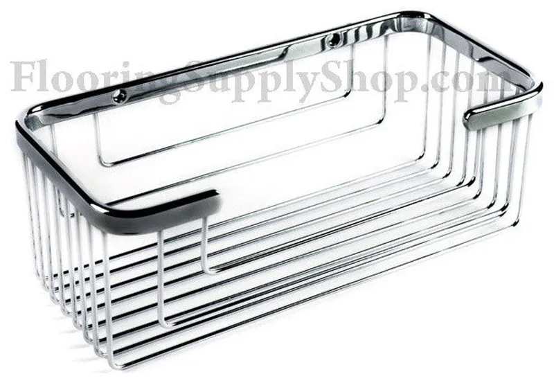 Promessa Rectangular Soap Basket Large, Polished Chrome