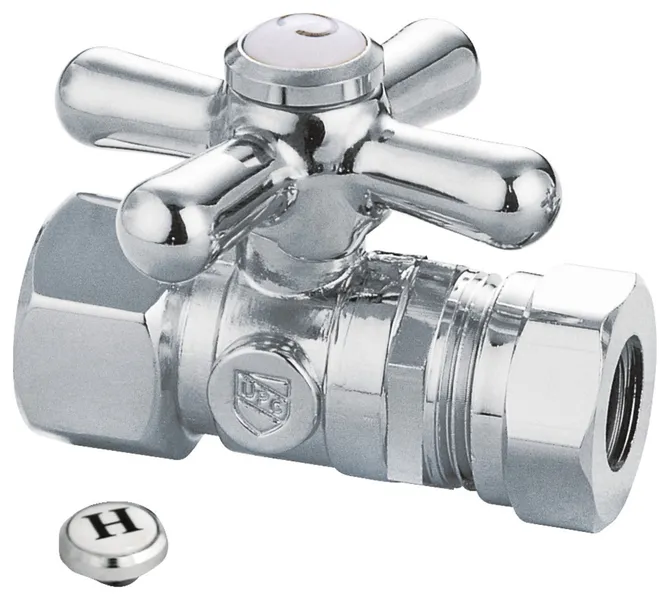 Quarter Turn Valves (1/2" FIP X 1/2" and 7/16" OD  Slip Joint), Polished Chrome